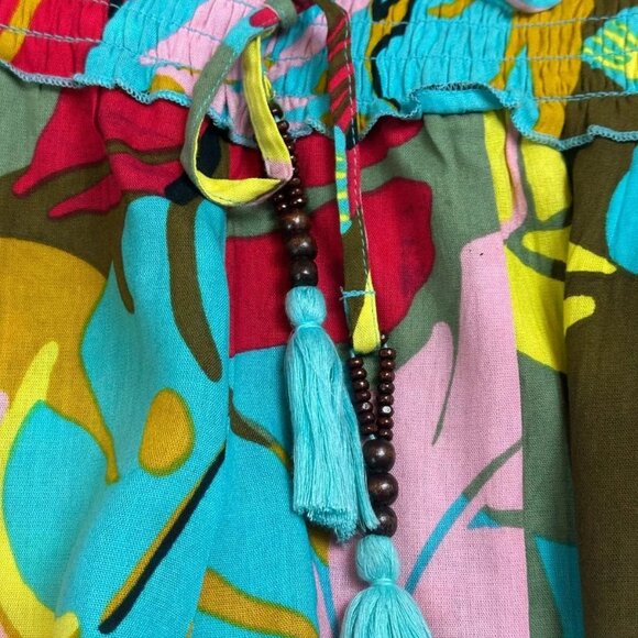 True Destinations Multi-Color Tropical Palazzo Wide Leg Pants - M - Worn 1 Time - Picture 6 of 14